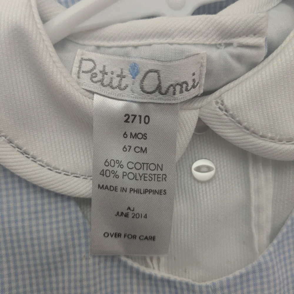 NWT Petit Ami Plaid Romper With Bonnet 6m